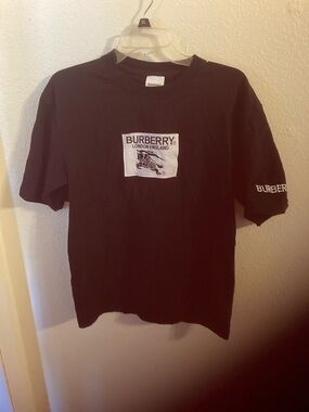 Burberry Black T-Shirt with White Logo Patch